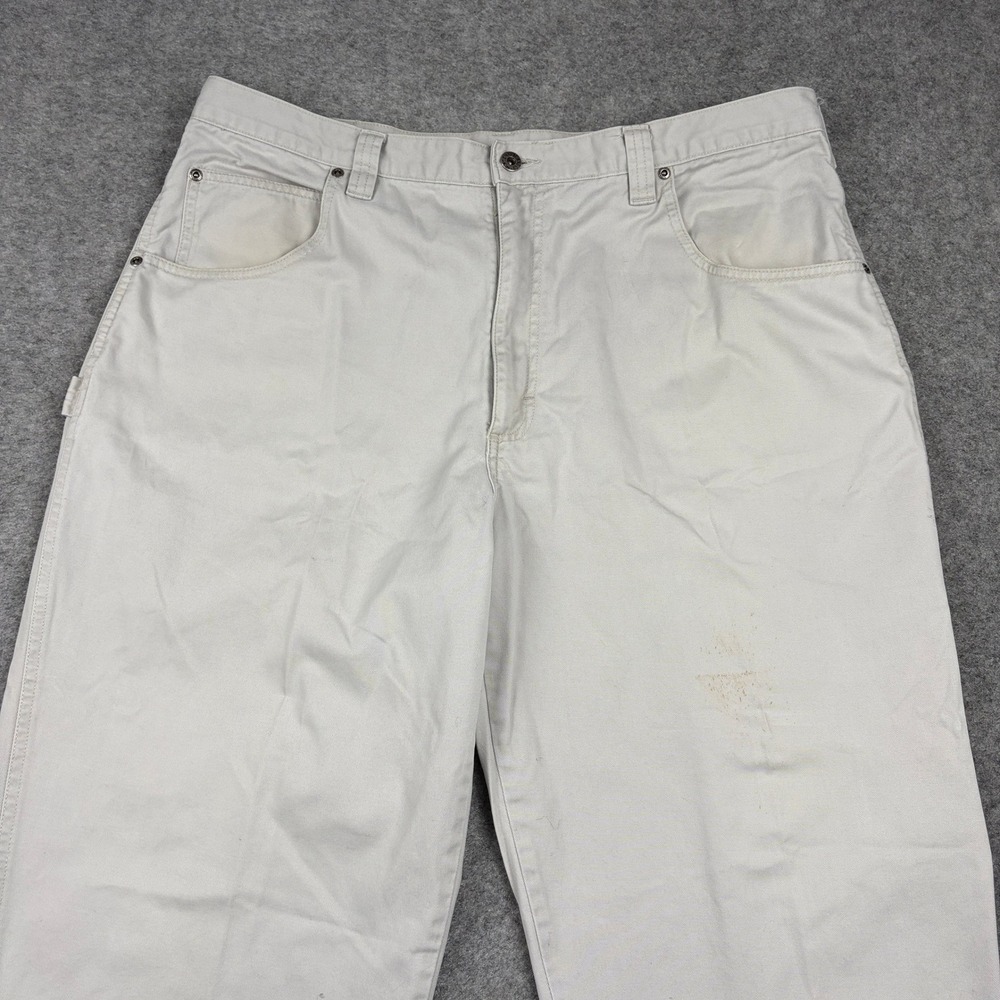 Wrangler Carpenter Pants Mens 38x30 Off White Workwear Relaxed Fit Outdoor